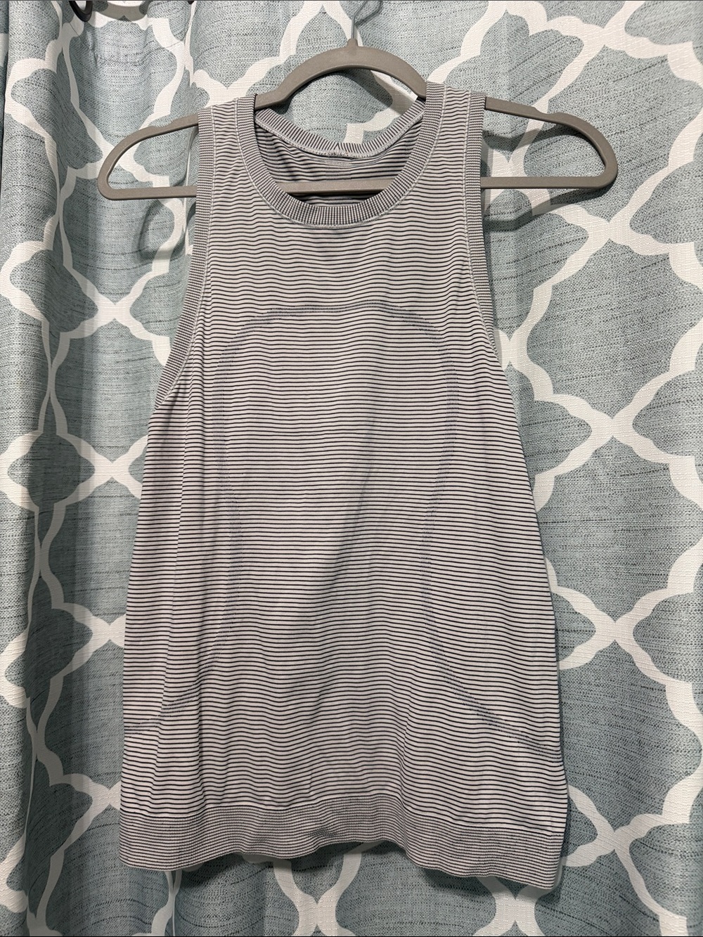 lululemon athletica Navy and White Striped Swiftly Racerback Tank